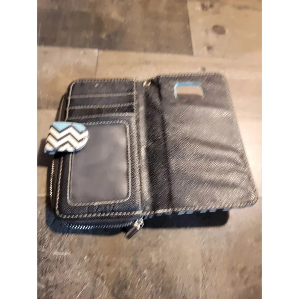 Phone wallet case‎ blue zig zag